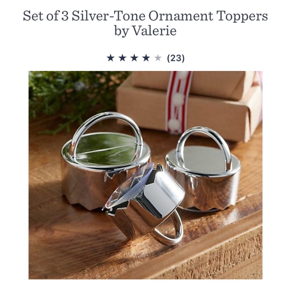 Set of Three Silver Ornament Toppers by Valerie Parr Hill